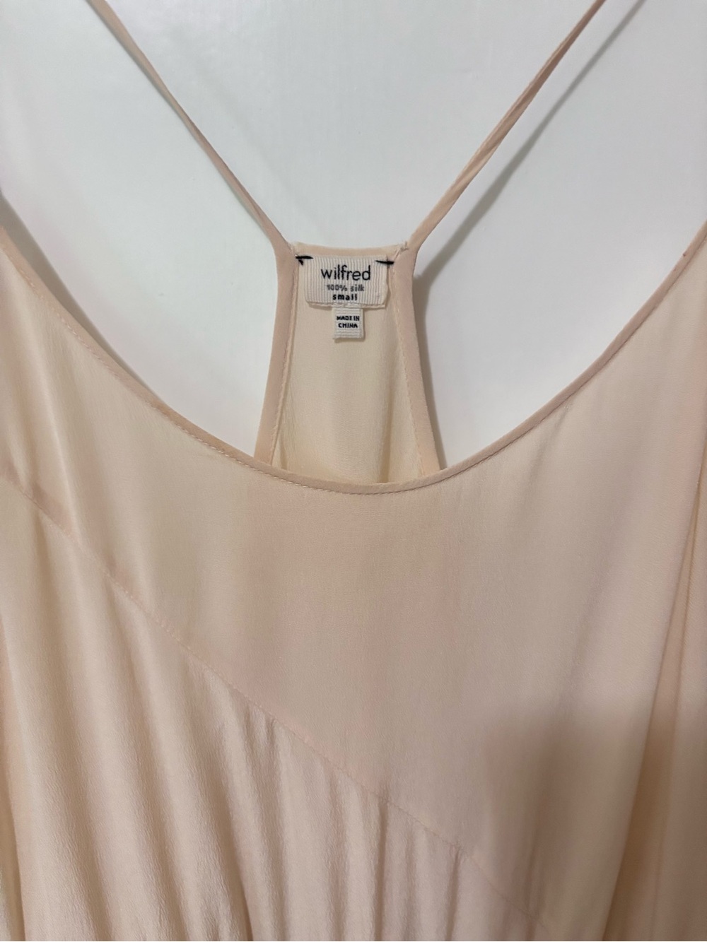 Wilfred| Aritzia| Cream 100% Silk Tie-Waist Sleeveless Flowy Midi Dress Sz S - Picture 7 of 8